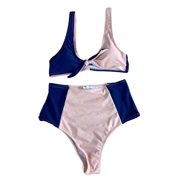 Cupshe Lost in The Dream Color Block High-Waisted Bikini Sz M Swimsuit 2 Piece - Picture 2 of 10
